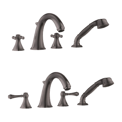 25.506.ZB0 Grohe Geneva Roman Tub Filler with Personal Hand Shower - Oil Rubbed Bronze (Pictured w/Handles  Not Included)