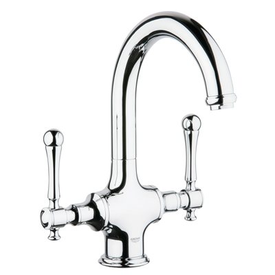 Grohe 31.055.000 Bridgeford High Profile Dual Handle Bar Faucet - Chrome (Pictured w/Lever Handles  Not Included)