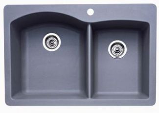 Blanco 440214 Diamond 1-3/4 Bowl Silgranit II Drop-In Kitchen Sink - Metallic Gray