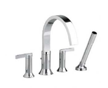 American Standard 7430.901.295 Berwick Double Lever Handle Deck Mount Tub Filler With Personal Shower - Satin Nickel