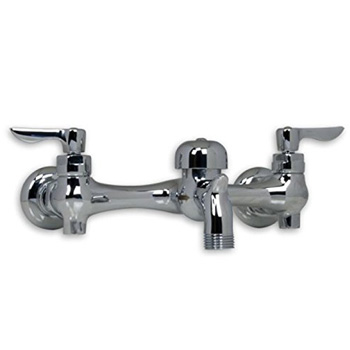 American Standard 8350.243.004 Exposed Yoke Wall-Mount Utility Faucet with Vacuum Breaker and Metal Lever Handles - Chrome