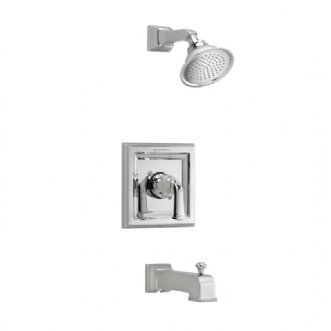American Standard T555.522 Town Square Single Handle Tub and Shower Trim Only Less Valve, with Rain Shower Head and Diverter Tub Spout - Satin Nickel (Pictured in Polished Chrome)