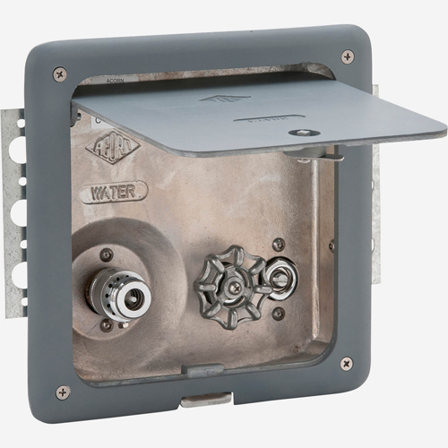 Acorn 8104-SSLF Single Temp Aluminum Hose Box w/ Door and Vacuum Breaker Lead Free - Stainless Steel