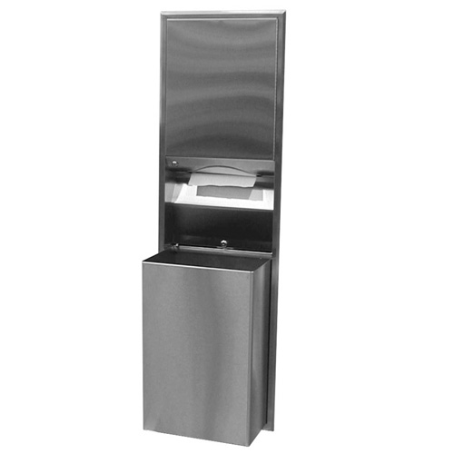 Bobrick B-3947 ClassicSeries Recessed Convertible Paper Towel Dispenser/Waste Receptacle - Satin Stainless