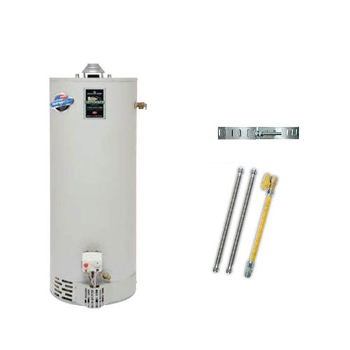 Bradford White BWU50R8KIT-SS Eco Defender Ultra Low Nox High Efficiency Energy Saver Gas 50 Gallon Water Heater Kit