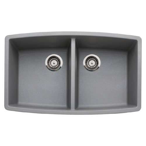 Blanco 440072 Performa Silgranit II Double Bowl Kitchen Sink Undermount - Metallic Gray