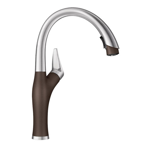 Blanco 442032 Artona Silgranit Kitchen Faucet with Pull-Down Spray 1.5 - Stainless / Cafe Brown