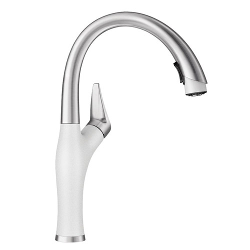 Blanco 442036 Artona Silgranit Kitchen Faucet with Pull-Down Spray 1.5 - Stainless / White