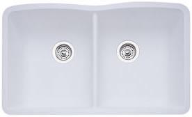 Blanco 440185 Diamond Equal Double Bowl Silgranit II Undermount Kitchen Sink - White