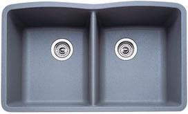 Blanco 440183 Diamond Equal Double Bowl Silgranit II Undermount Kitchen Sink - Metallic Gray