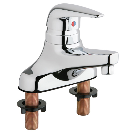Chicago Faucets 420-E2805ABCP Single Lever Hot and Cold Water Mixing Sink Faucet - Chrome