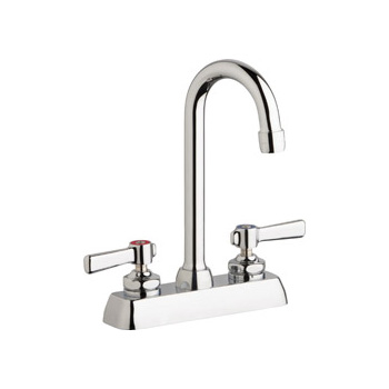 Chicago Faucets W4D-GN1AE35-369AB Hot and Cold Water Workboard Sink Faucet - Chrome