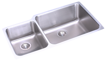 Elkay ELUH3520L Gourmet Double Bowl Kitchen Sink - Stainless Steel (Small Bowl on Left)
