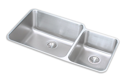 Elkay ELUH3520R Gourmet Double Bowl Kitchen Sink - Stainless Steel (Small Bowl on Right)