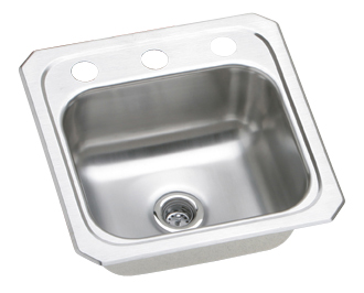Elkay BCR152 Gourmet (Celebrity) Hospitality Single Bowl Stainless Steel Sink (Pictured With Three Faucet Holes)