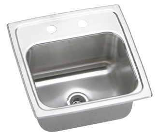 Elkay BLR153 Lustertone Hospitality Single Bowl Stainless Steel Sink (Pictured With Two Faucet Holes)