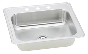 Elkay CR25224 Celebrity Single Bowl Stainless Steel Sink (Pictured with Four Holes)
