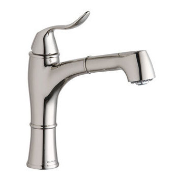 Elkay LKEC1041PN Explore Single Handle Kitchen Faucet with Pull Out Spray - Polished Nickel