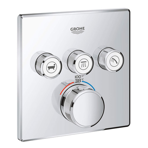 Grohe 29142000 Grohtherm SmartControl Triple Function Thermostatic Valve Trim Only - Chrome