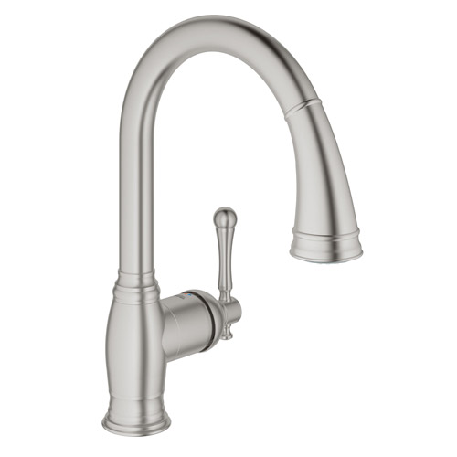Grohe 33870DC2 Bridgeford Single Handle Pull Down Kitchen Faucet Dual Spray 1.75 GPM - SuperSteel