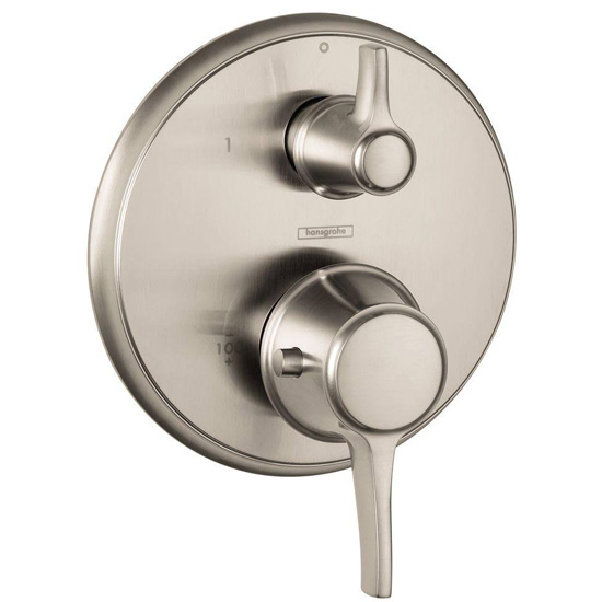 Hansgrohe 15753821 Metris C 2-Handle Thermostatic Valve Trim Kit with Volume Control and Diverter - Brushed Nickel