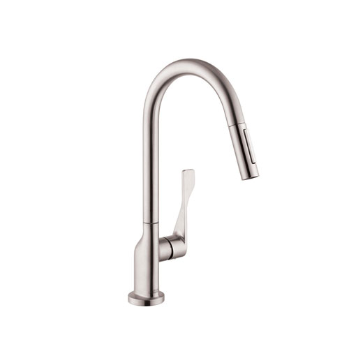 Hansgrohe 39835801 Axor Citterio Kitchen Faucet with 2-Spray Pull-Out - Steel Optik