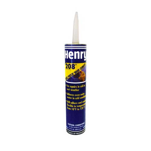 Henry 208 Wet Patch Roof Leak Repair Cement 11 Oz Cartridge - Black
