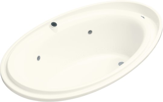 K-1110-GCR-96 Kohler Purist BubbleMassage Whirlpool Bath with Chromatherapy - Biscuit