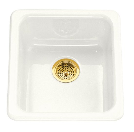 Koher K-6584-0 Iron/Tones Self Rimming or Undercounter Single Bowl Kitchen Sink - White