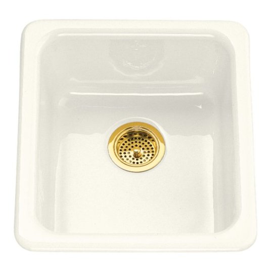 Koher K-6584-96 Iron/Tones Self Rimming or Undercounter Single Bowl Kitchen Sink - Biscuit