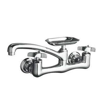 Kohler K-7856-3 Clearwater Two-Handle Wall Mount Kitchen Faucet - Polished Chrome
