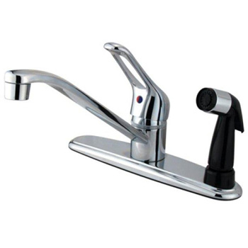 Kingston Brass KB563 Wyndham Polished Single Handle Kitchen Faucet - Chrome With Black Sprayer