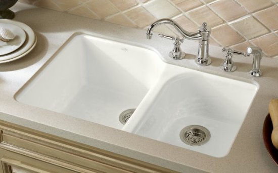 Kohler K-5931-4U-FD Executive Chef Undercounter Kitchen Sink - Cane Sugar (Pictured in White) (Fauce and Accessories Not Included)
