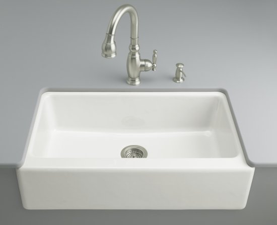 Kohler K-6546-4U-FD Dickinson Undercounter Apron-Front Kitchen Sink - Cane Sugar (Faucet and Accessories Not Included) (Pictured in White)