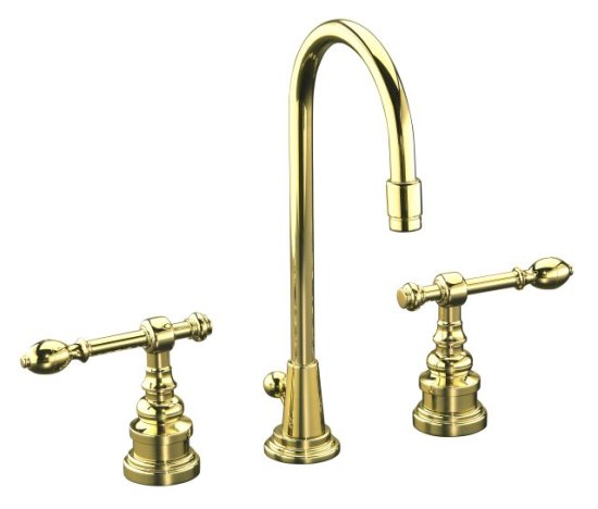 Kohler K-6813-4-PB IV Georges Brass Widespread Lavatory Faucet w/Lever Handles - Polished Brass