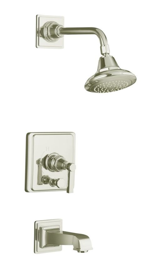 Kohler K-T13133-4A-SN Pinstripe Pressure-Balancing Bath and Shower Faucet Trim Only w/Lever Handle - Polished Nickel