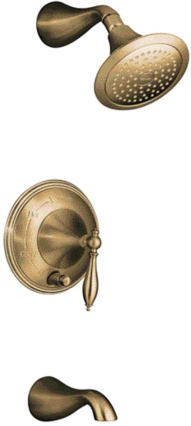 Kohler K-T312-4M-BV Finial Traditional Rite-Temp Pressure-Balancing Bath and Shower Faucet Trim with Lever Handle - Brushed Bronze (Valve Not Included)