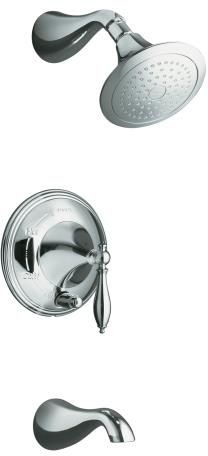 Kohler K-T312-4M-AF Finial Traditional Rite-Temp Pressure-Balancing Bath and Shower Faucet Trim with Lever Handle - French Gold (Valve Not Included) (Pictured in Chrome)