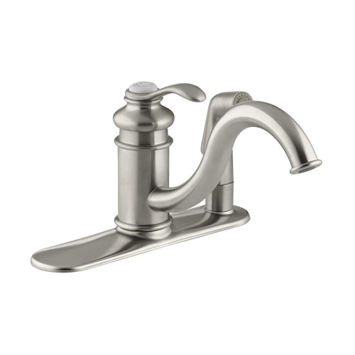 Kohler K-12173-BN Fairfax Single Handle Kitchen Faucet with Sidespray - Brushed Nickel