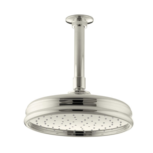 Kohler K-13692-SN Traditional Round 8 in Rainhead with Katalyst Air Induction Spray, 2.5 gpm - Polished Nickel