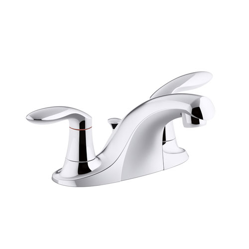 Kohler K-15241-4RA-CP Coralais Two Handle Centerset Lavatory Sink Faucet with Metal Pop-up Drain and Lift Rod - Chrome