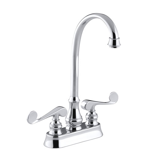 Kohler K-16112-4-CP Revival Entertainment/Bar Sink Faucet with Scroll Lever Handles - Chrome