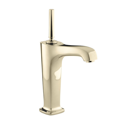 Kohler K-16231-4-AF Margaux Tall Single-hole Lavatory Sink Faucet with 6-3/8 in Spout and Lever Handle - French Gold