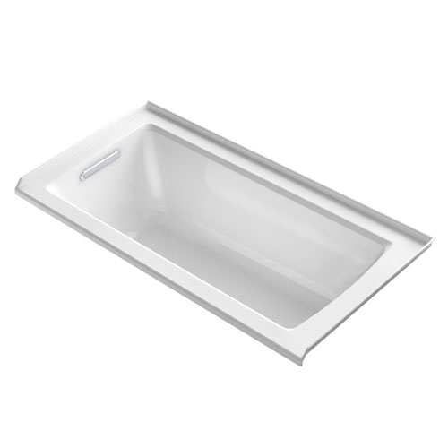 Kohler K-1946-L-0 Archer 60 in x 30 in Alcove Bath with Integral Flange and Left Hand Drain - White