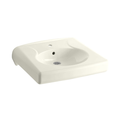 Kohler K-1997-1-96 Brenham Wall-mounted or Concealed Carrier Arm Mounted Commercial Sink with Single Faucet Hole - Biscuit