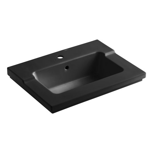 Kohler K-2979-1-7 Tresham One-Piece Surface and Integrated Lavatory with Single-Hole Faucet Drilling - Black