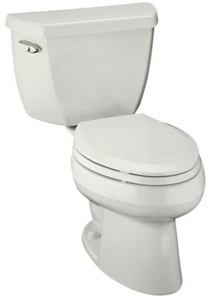 Kohler K-3531-0 Wellworth Pressure Lite Elongated 1.1 gpf Toilet With Left-Hand Trip Lever, Less Seat - White