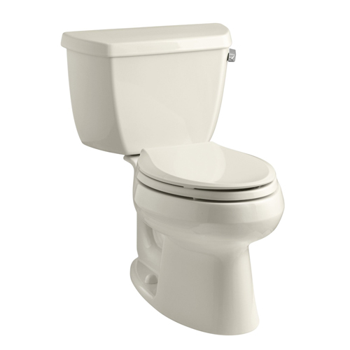 Kohler K-3575-RA-47 Wellworth Two Piece Elongated 1.28 gpf Toilet with Class Five Flush Technology and Right Hand Trip Lever - Almond
