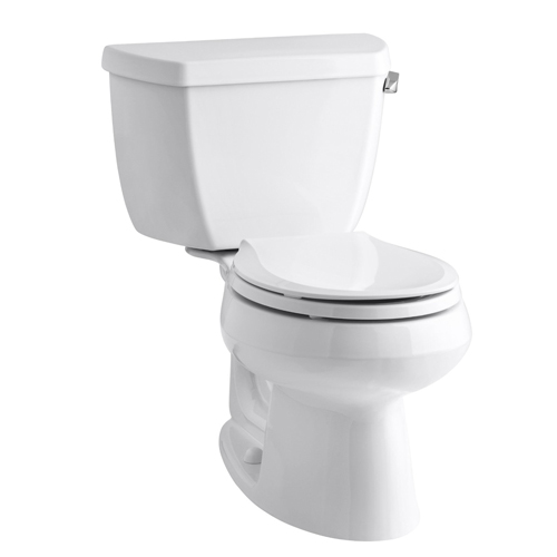 Kohler K-3577-RA-0 Wellworth Two Piece Round Front 1.28 gpf Toilet with Class Five Flush Technology and Right Hand Trip Lever - White