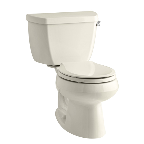 Kohler K-3577-RA-47 Wellworth Two Piece Round Front 1.28 gpf Toilet with Class Five Flush Technology and Right Hand Trip Lever - Almond